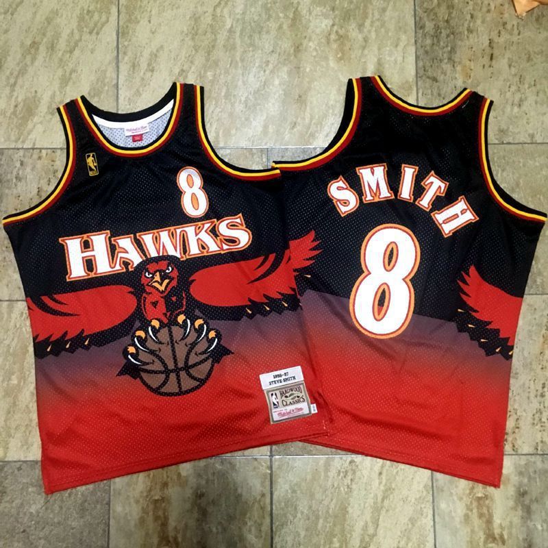 Men Atlanta Hawks #8 Smith Red Mitchell & Ness NBA Jerseys->philadelphia 76ers->NBA Jersey